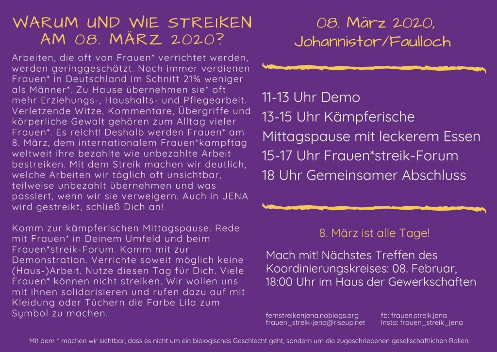 Frauen*streik 2020, Programm