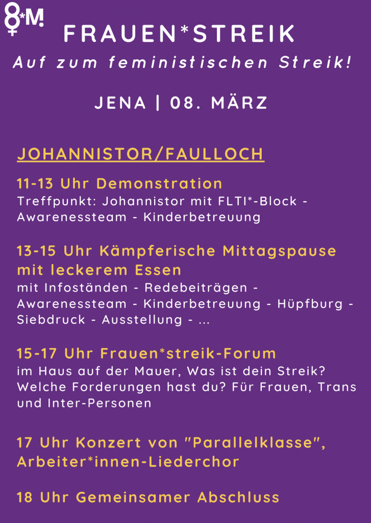 Frauen*streik Programm 08. März 2020